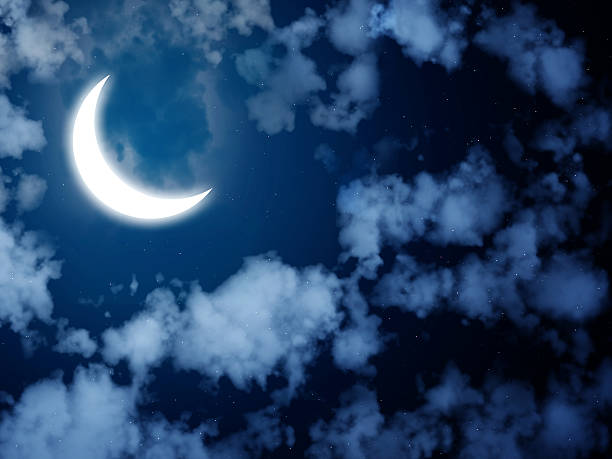 Bright moon in the night sky
