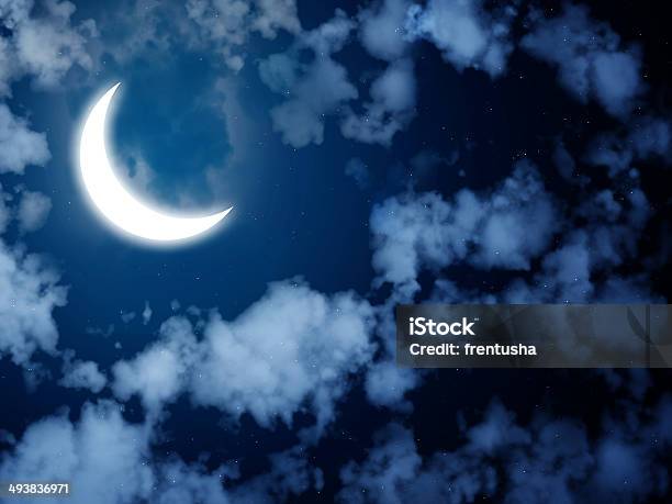 Bright Moon In The Night Sky Stock Photo - Download Image Now - Sleeping, Dreamlike, Cloud - Sky