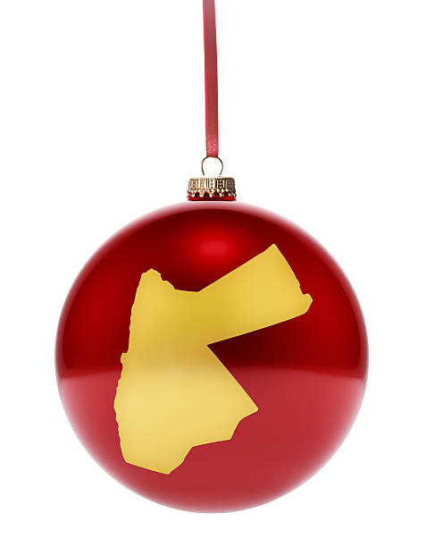 istock Red bauble with the golden shape of Jordan.(series) 493837756