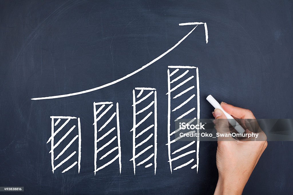 Growth Growth, financial growth, increasing sales, moving up chart graph concept background. Bar Graph Stock Photo