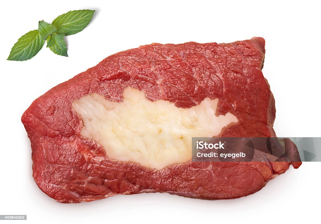 Roast beef meat and fat shaped as Mongolia.(series) Raw meat (roast beef) and fat composed into it in the shape of Mongolia.(series) 2015 Stock Photo