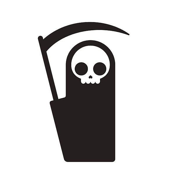 grim reaper illustration Symbolic Grim Reaper, simple flat cartoon death symbol. Isolated vector illustration. death icon stock illustrations