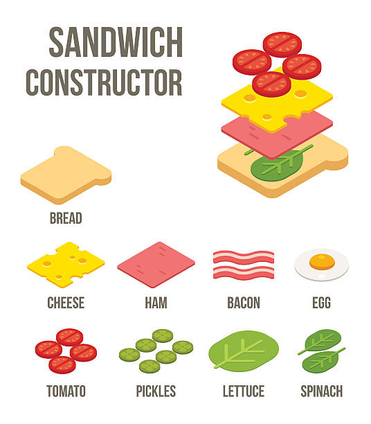 isometric składników burgerów - sandwich stock illustrations