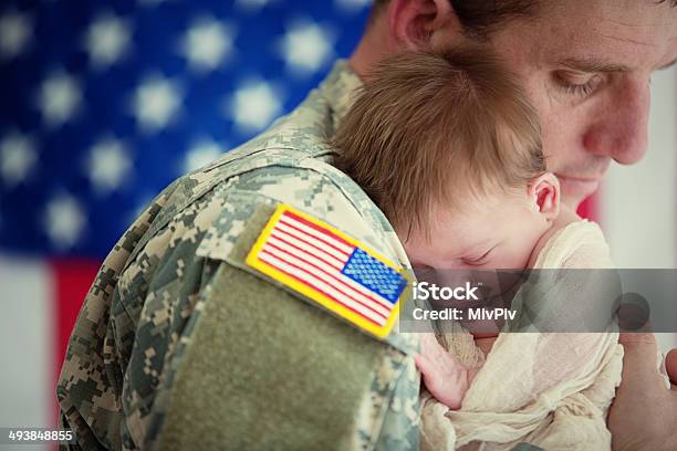 American Soldier Holding Newborn Baby Stock Photo - Download Image Now - Military, Baby - Human Age, Newborn