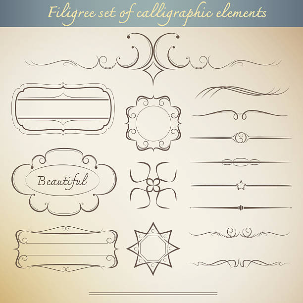 istock Filigree set of calligraphic elements for vintage design. beauti 493850603