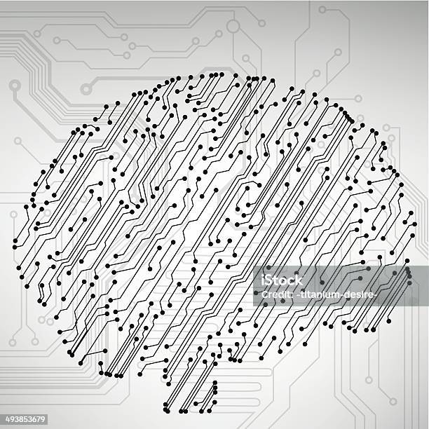 Circuit Board Computer Brain Vector Illustration Stock Illustration - Download Image Now - Abstract, Anatomy, Biological Cell