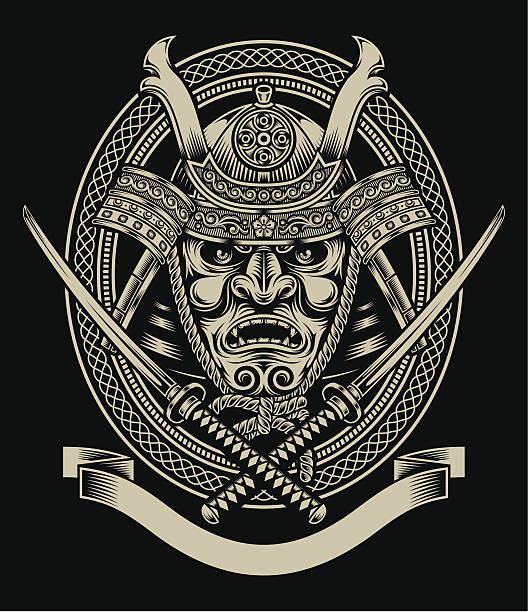 Guerrier Samouraï avec Katana épée - Illustration vectorielle