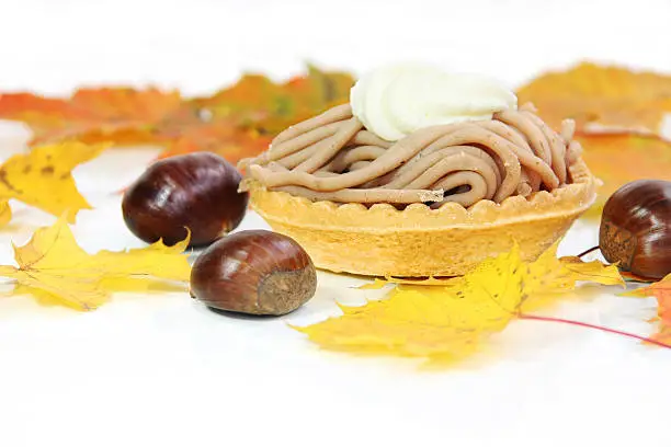 Swiss pastry - Vermicelles Cake - made of sweet chestnut puree