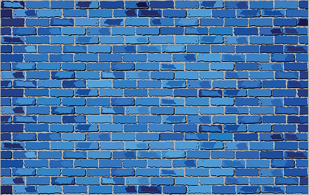 Blue Brick Wall Retro blue brick wall Vector,  city street street man made structure place of work stock illustrations