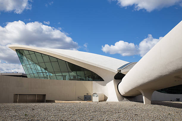 New York City, New York, USA - October 18, 2015: View of landmark TWA Flight Center at John F. Kennedy International Airport in Queens, New York, City.  Designed by Eero Saarinen and opened in 1962 this mid-century modern Flight Center is on the National Register of Historic Places
