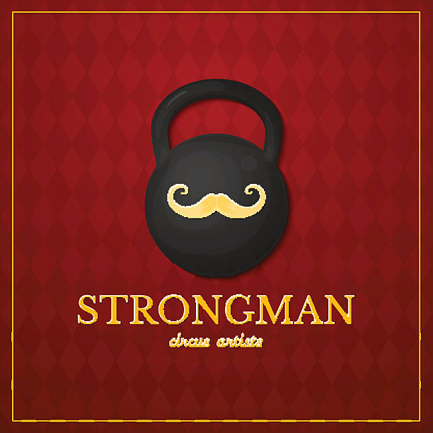 ilustrações, clipart, desenhos animados e ícones de logotipo strongman, circo tipografia design, ilustração em vetor - circus strongman men muscular build