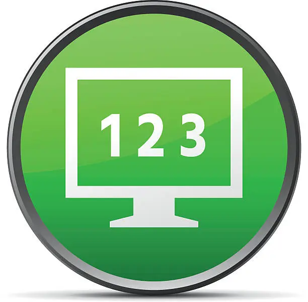 Vector illustration of Computer Monitor icon on a round button. - SlenderSeries