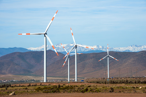 Wind farm (Spanish: parque eolico) in the mining regions of Atacama and Coquimbo northern Chile