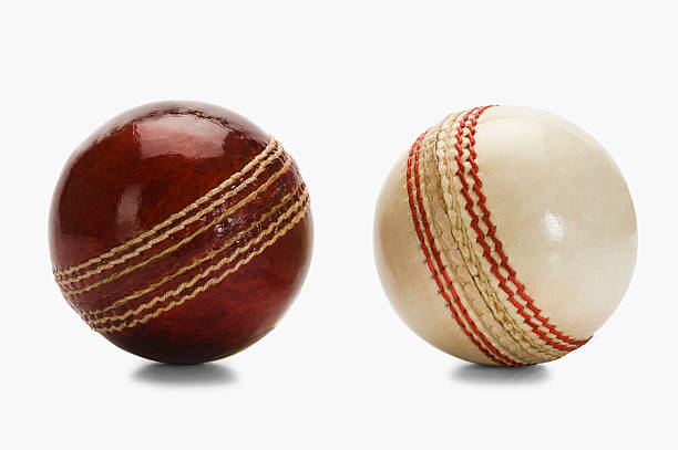 Close-up of two cricket balls stock photo