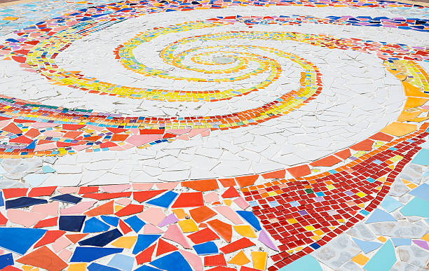 istock Floor decoration with Mosaic and ceramic tiles 493867850