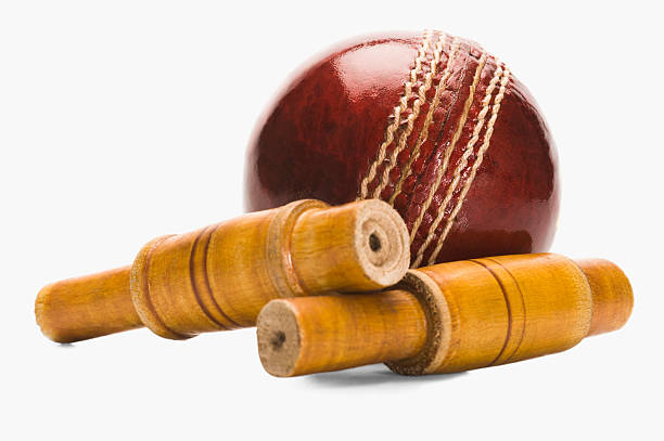 istock Close-up of a cricket ball and bails 493868070