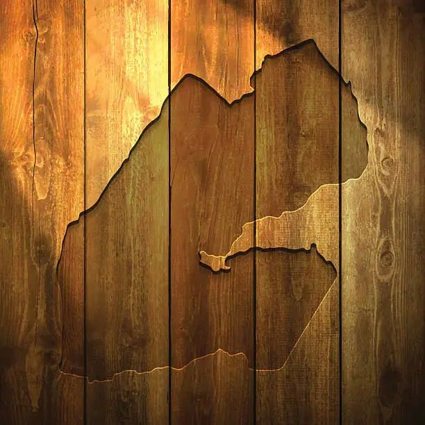Vector illustration of Djibouti Map on lit Wooden Background
