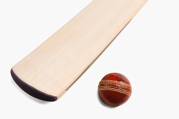 istock Close-up of a cricket ball with a bat 493869140