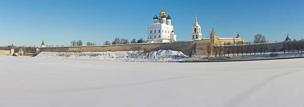 istock Panoramic view of Trinity Cathedral and Pskov Kremlin, Russia 493870214