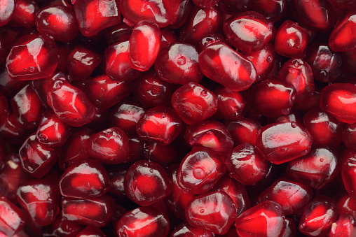 High resolution image of red pomegranate seeds