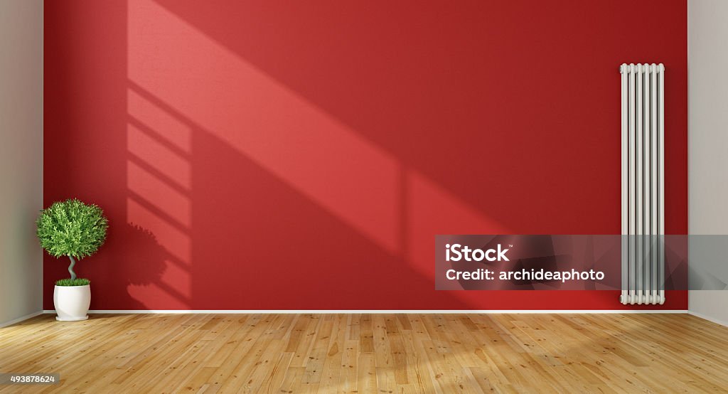 Leere Rot Wohnzimmer - Lizenzfrei Wand Stock-Foto