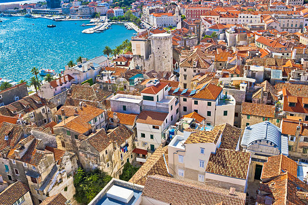 istock Old Diocletians palace in Split aerial view 493879810