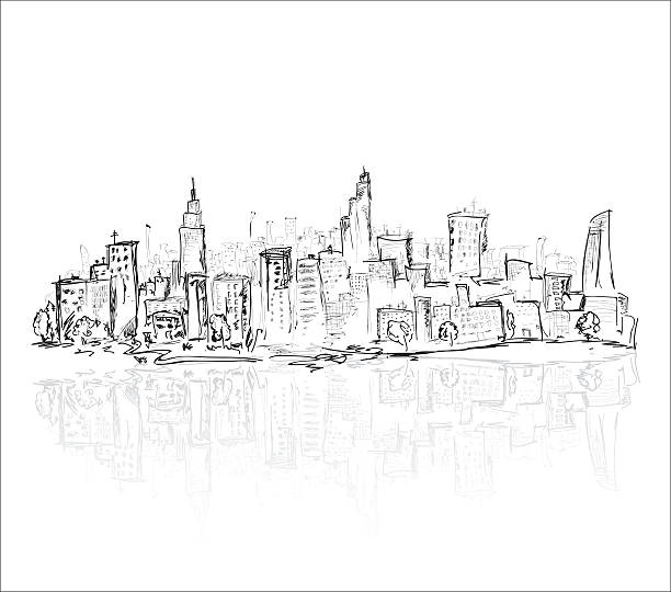 istock Hand drawn city of houses 493881930