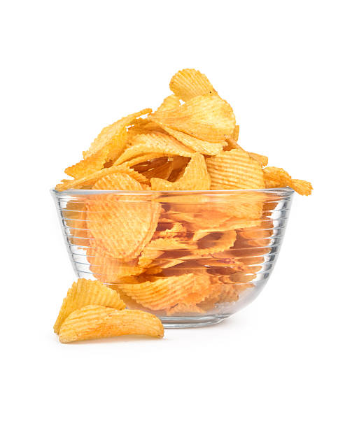 istock Potato chips in a bowl isolated on white 493885502
