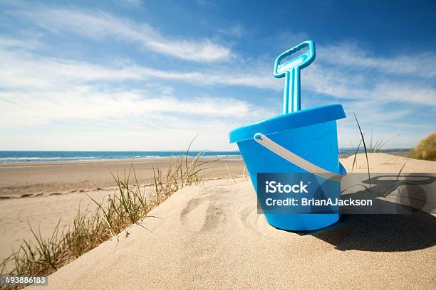 Beach Bucket And Spade Stock Photo - Download Image Now - Bucket, Beach, Sand Pail and Shovel