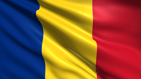 Romanian flag with fabric structure