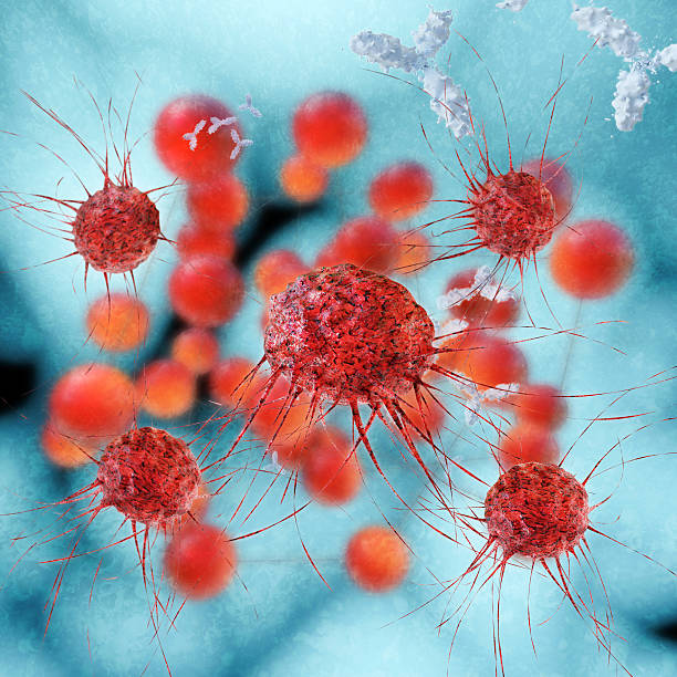 раковых клеток - 3d-рендеринга иллюстрация - cancer cell cell cancer human cell стоковые фото и изображения