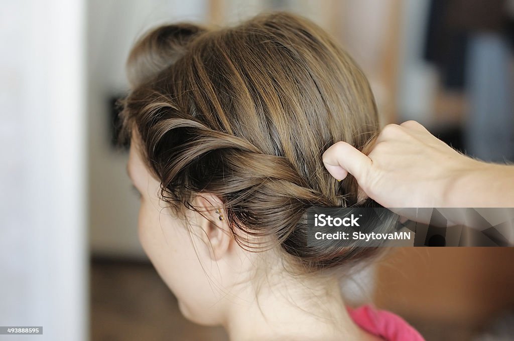 Bride getting her hair done Young beautiful woman getting her hair done Human Hair Stock Photo