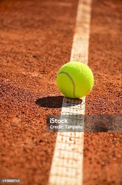 Tennis Ball Is On The Markup Vertical 0159 Stock Photo - Download Image Now - Courthouse, Tennis, Activity