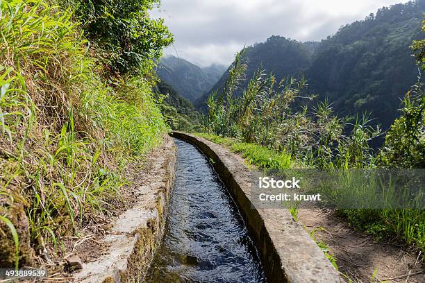 Levada Irrigation Canal With Hiking Path At Madeira Island Portugal Stock Photo - Download Image Now