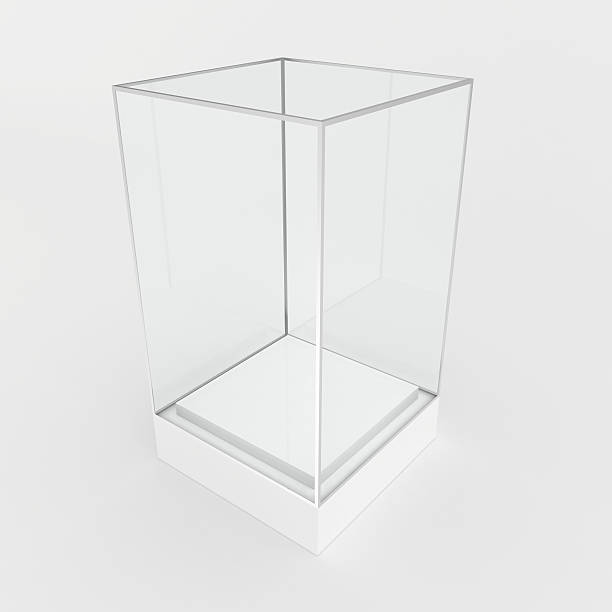 istock Empty glass showcase for exhibit. gray background 493891714