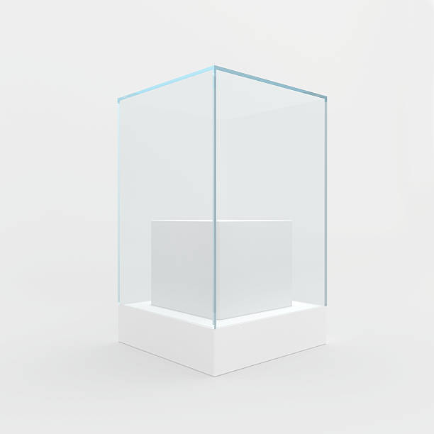 istock Empty glass showcase for exhibit. gray background 493891892