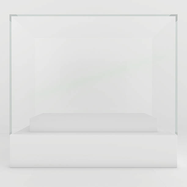 istock Glass Showcases. 3d render on a gray background 493892158