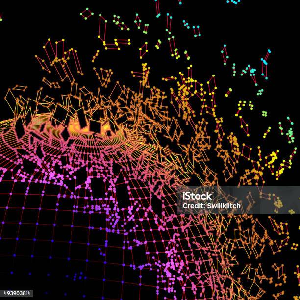 Exploded Grid Made Of Connected Dots Stock Illustration - Download ...