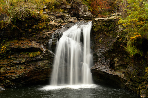 The Falls of Falloch in autumn. The falls are in the Loch Lomond and Trossachs National Park, Scotland