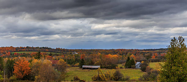 istock Farm in the valley in autumn 493904630