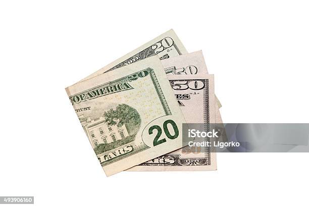 20 And 50 Dollars On A White Background Stock Photo - Download Image Now - US Paper Currency, Number 20, 2015