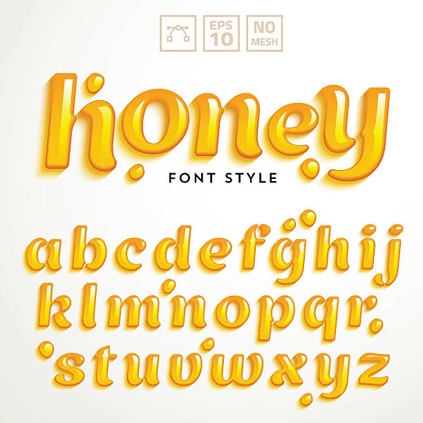 Vector latin alphabet made of honey. Font style. vector art illustration