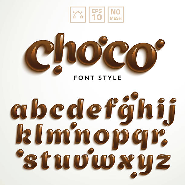 illustrazioni stock, clip art, cartoni animati e icone di tendenza di vector alfabeto latino fatto di cioccolato. font stile. - choco