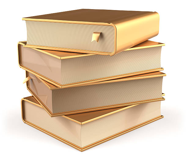 istock Books golden four 4 textbook stack blank yellow gold icon 493913618