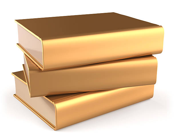 istock Books golden three 3 textbook stack blank yellow gold 493913796