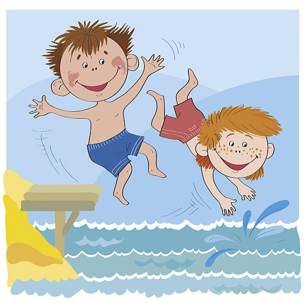 88 Kids Jumping In Lake Illustrations & Clip Art - iStock | Water splash,  Kids camp, Jump into water