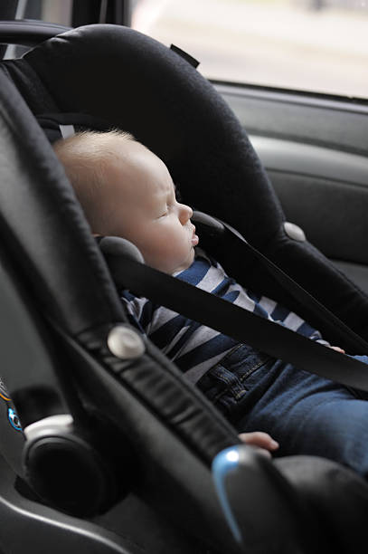 istock Little baby boy in car seat 493915427
