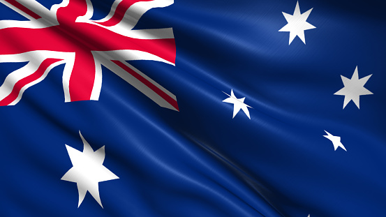 Australian flag with fabric structure