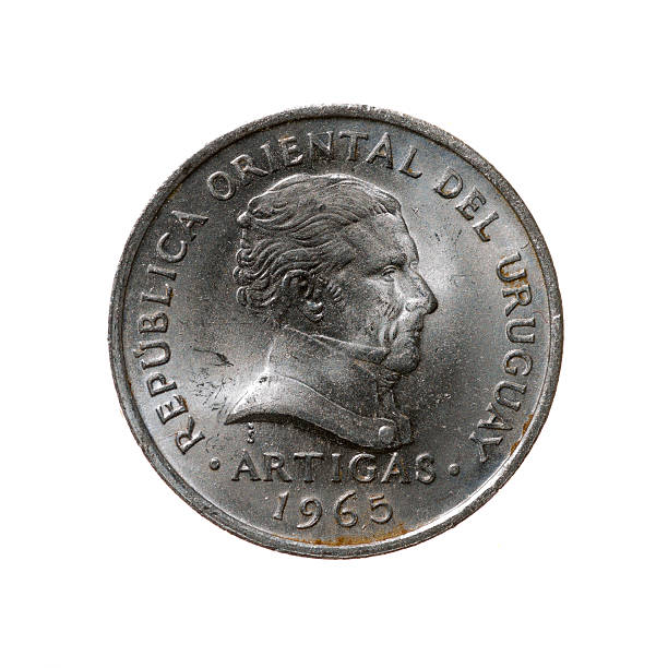 istock Uruguay coin twenty cents isolated on white background. top vie 493916942