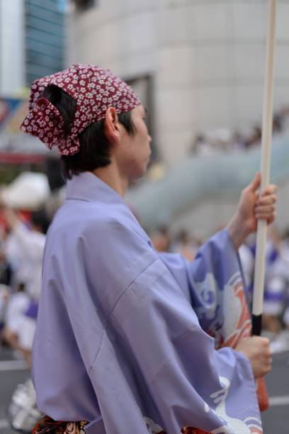 Tokyo, Japan - May 18, 2014: Dancers performing at the 16th Shibuya Kagoshima Ohara festival, an annual event with  thousands of participants and spectators.